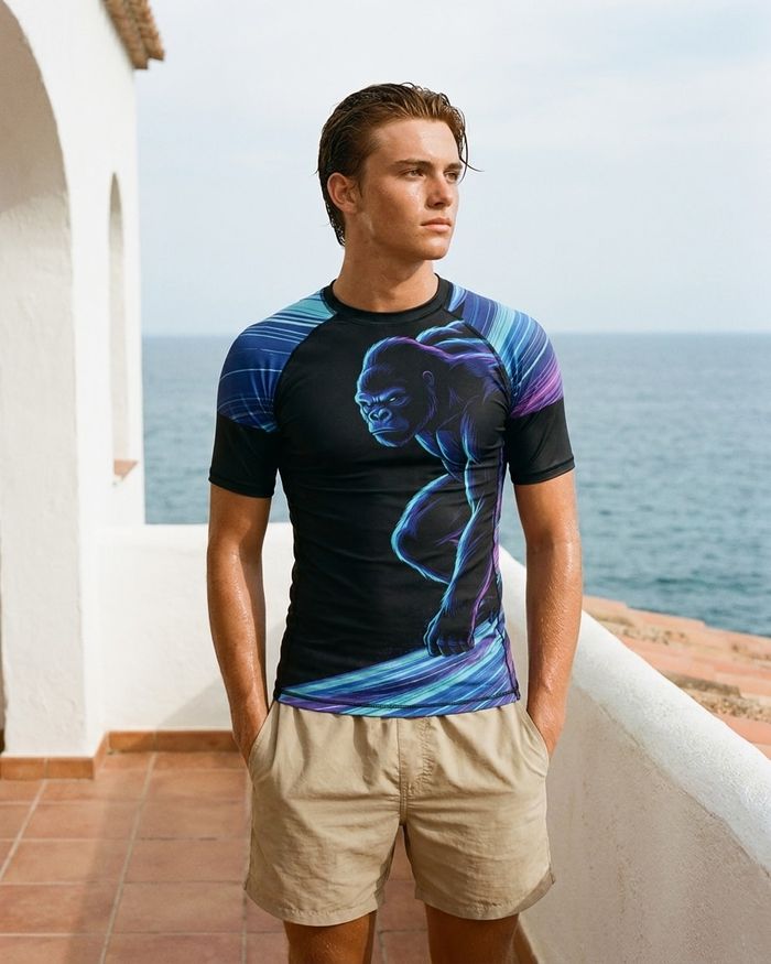 Rashguard — Men's Neon Gorilla Surfer