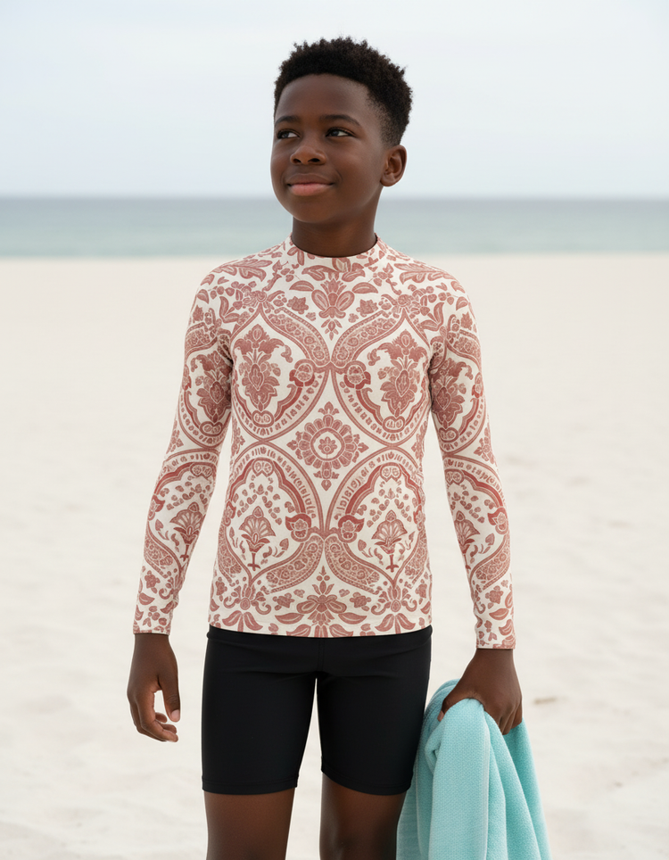 Youth Indian Block Print Rash Guard