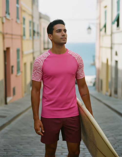 Hot Pink Aoi Rash Guard Men's Rashguard — Dripper