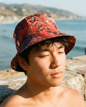 Fiery Red Bakeneko bucket hats