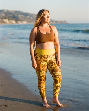 Lemon Yellow Honua Poni plus size leggings