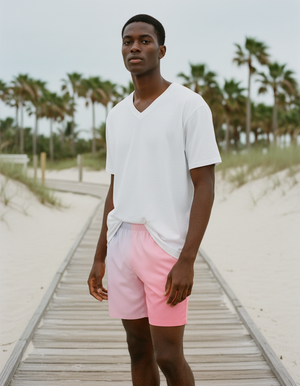 Millennial Pink Elysium men's swim trunks