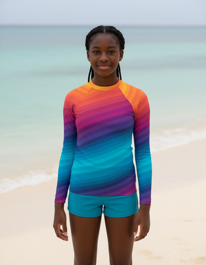 Youth Fiery Red Ripple youth rashguards