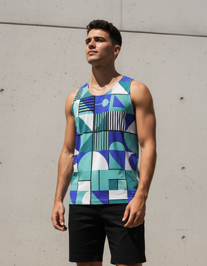 Men's Transformative Teal Futurist men's tank tops