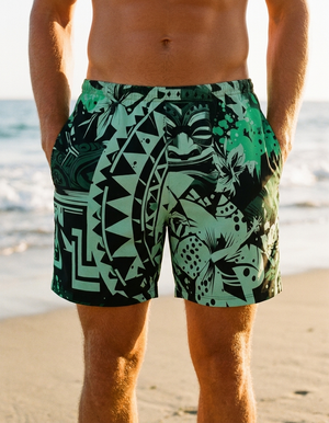 Runway Emerald Koa Lehua men's swim trunks