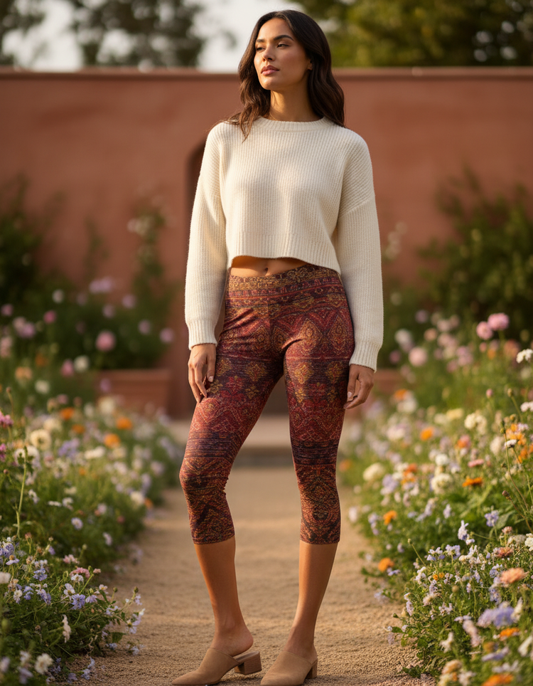 Women's Thai Silk Capri Leggings