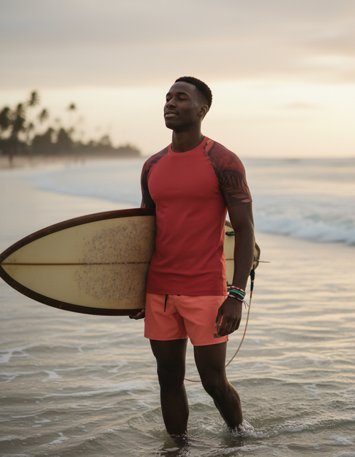 Fiery Red Tropique Rash Guard Men's Rashguard — Dripper