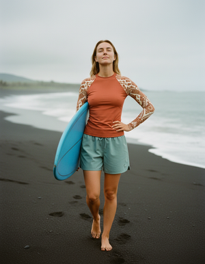 Burnt Sienna Sari Rash Guard Women's Rashguard — Dripper