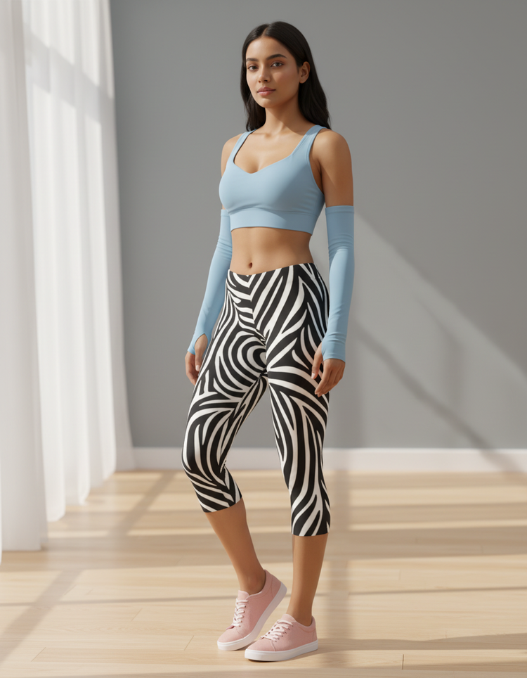 Women's Zebra Patterns Capri Leggings