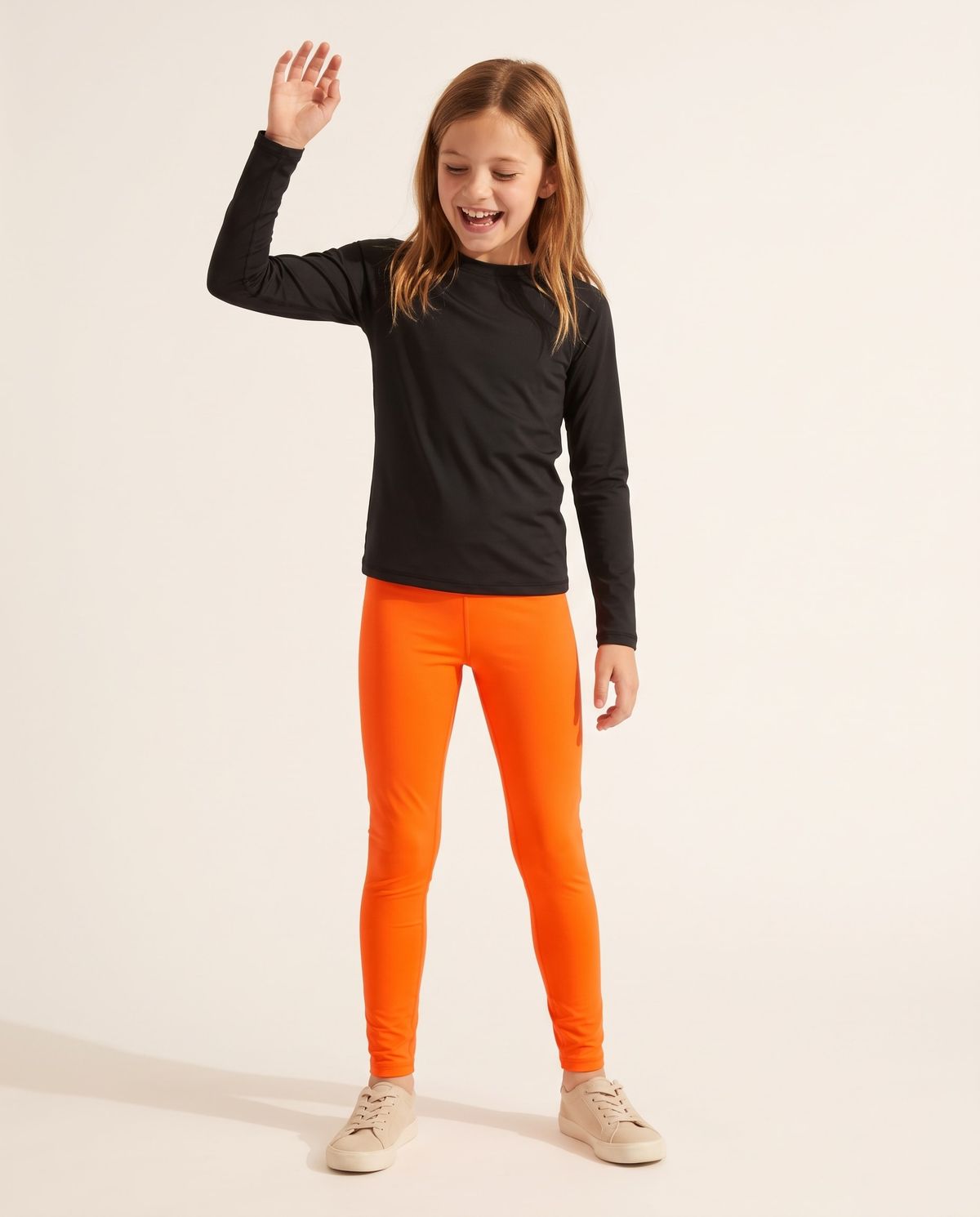 Neon Orange Girls Leggings Girls Leggings — Lolekai