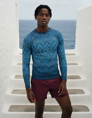 Blue Aura Siam Rash Guard Men's Rashguard — Dripper