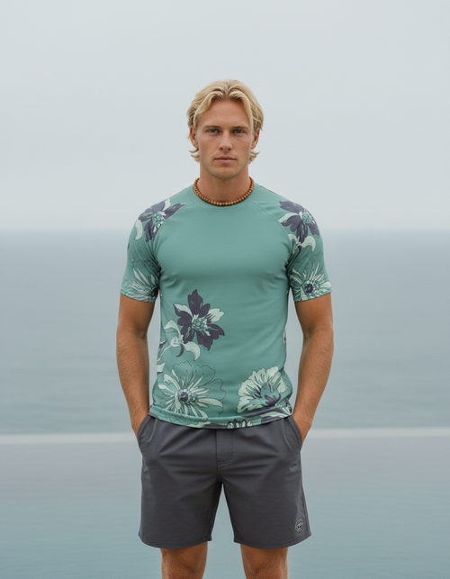 Turquoise Elysian Rash Guard Men's Rashguard — Dripper