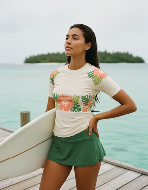 Women's Porcelain Navy Pua women's rashguards