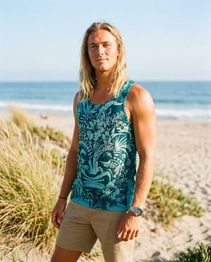 Men's Turquoise Honua Lehua men's tank tops