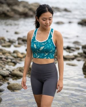Turquoise Eclipse Swim & Gym Bra Longline Sports Bra — Lolekai