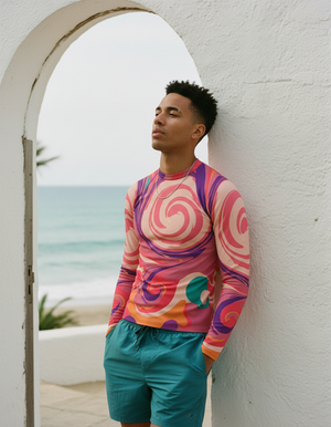 Electric Fuchsia Euphoria Rash Guard Men's Rashguard — Dripper