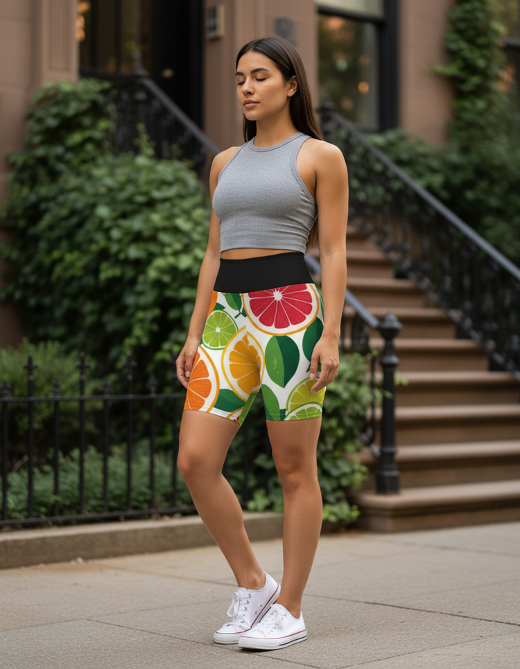 Citrus Burst Yoga Shorts