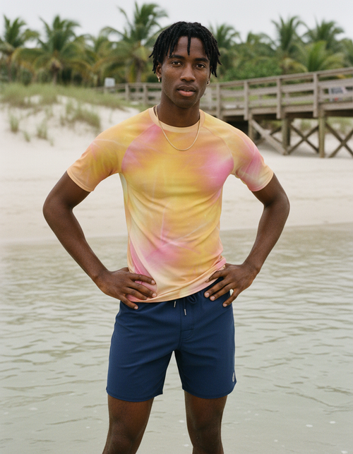 Lemon Yellow Frost Rash Guard Men's Rashguard — Dripper