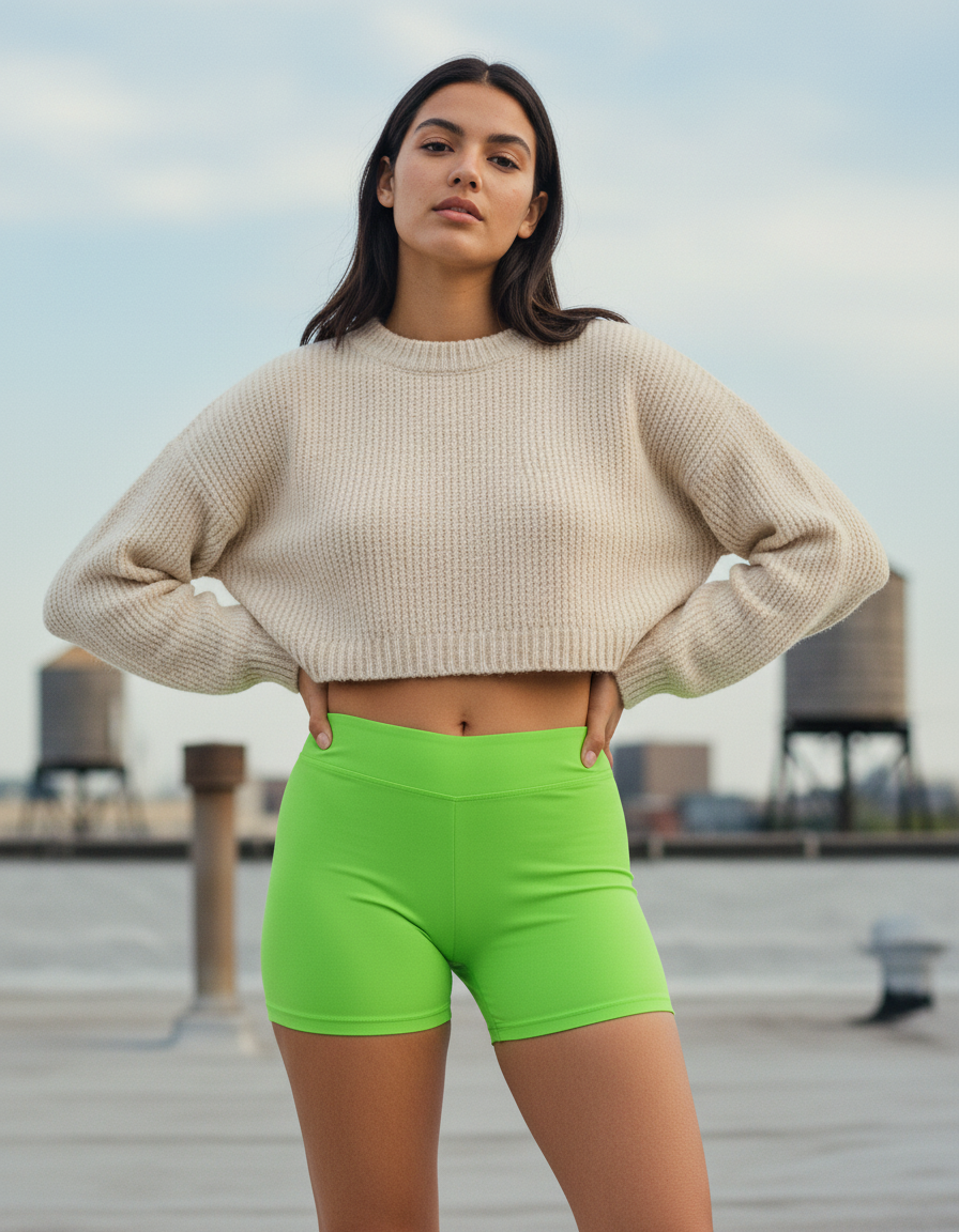Short Shorts in Neon Green