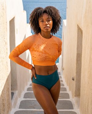 Women's Muskmelon Zest women's crop-top rashguards