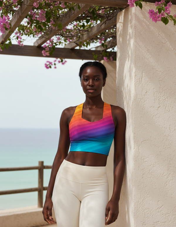 Striped Collection longline sports bras