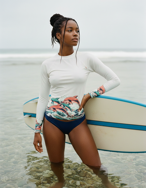 Women's White / Coral Aqua Leaping Naiʻa women's rashguards