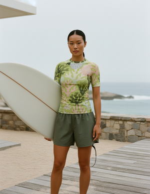Women's Runway Chartreuse Aquilo women's short-sleeve rashguards