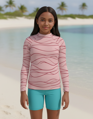 Dusty Rose Aqua Rash Guard Youth Rash Guard — Dripper