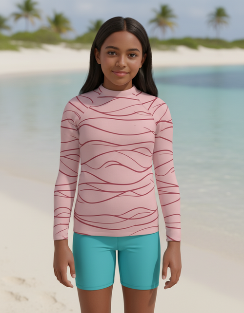 Youth Dusty Rose Aqua youth rashguards