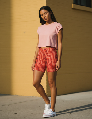 Fiery Red Nebula women's short shorts