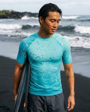 Turquoise Surge Rash Guard Men's Rashguard — Lolekai