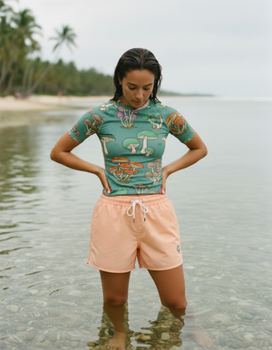 Women's Alexandrite Fungi women's short-sleeve rashguards