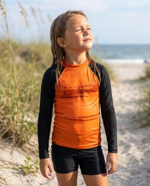 Girls Orange Mosaic girls youth rashguards