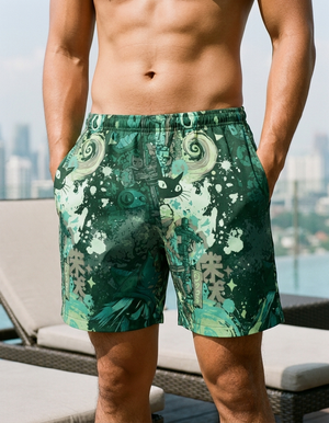 Runway Emerald Bakeneko men's swim trunks