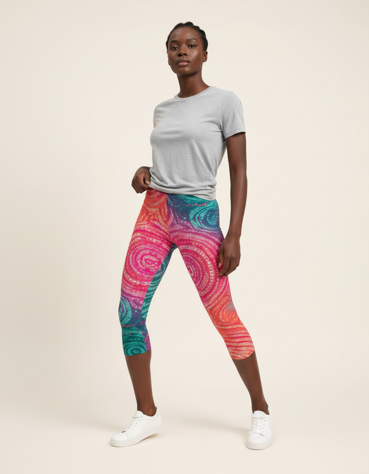 Women's Bandhani Capri Leggings