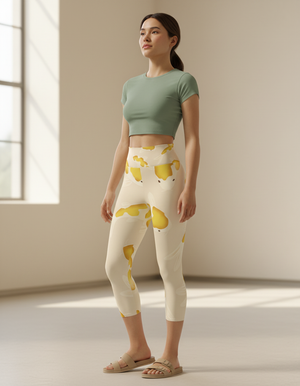 Lemon Yellow Eclipse Capri Yoga Leggings Capri Yoga Leggings — Dripper