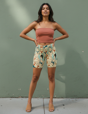 Turquoise Edo Short Shorts Short Shorts — Dripper