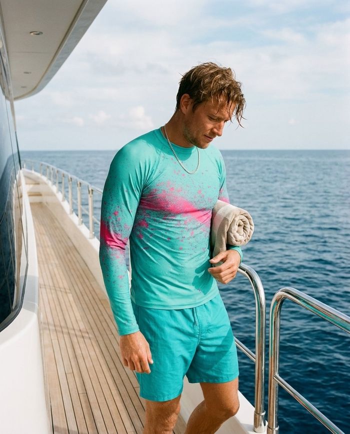 Rashguard — Men's Turquoise Hot Pink Pixelate