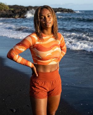 Women's Lava Falls Abyss women's crop-top rashguards