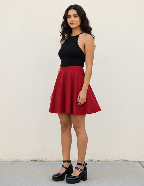 Carmine Skater Skirt