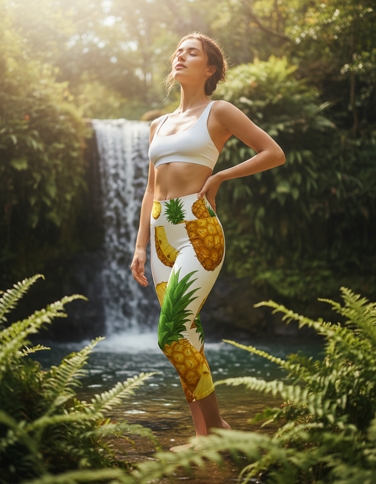 Women's Pineapple Yoga Capri Leggings