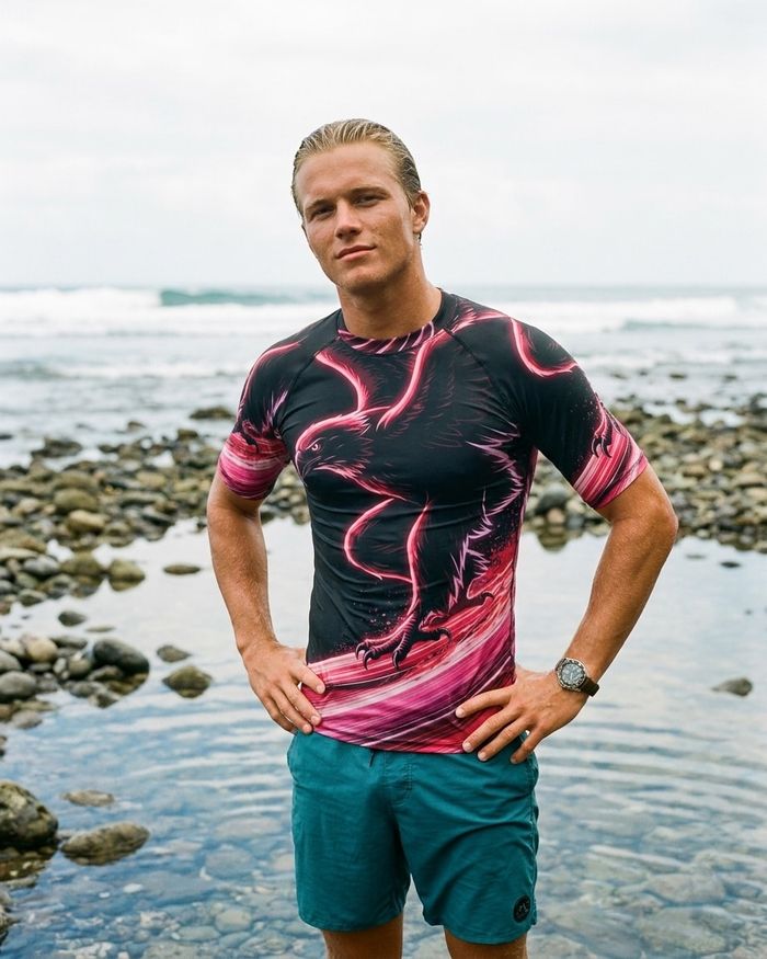 Rashguard — Men's Hot Pink Neon Eagle Surfer