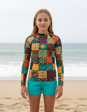 Youth Transformative Teal Pulse youth rashguards