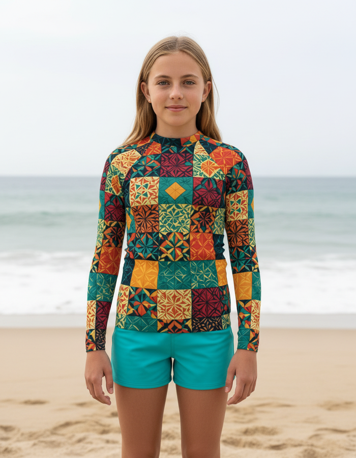 Rashguard — Youth Transformative Teal Pulse