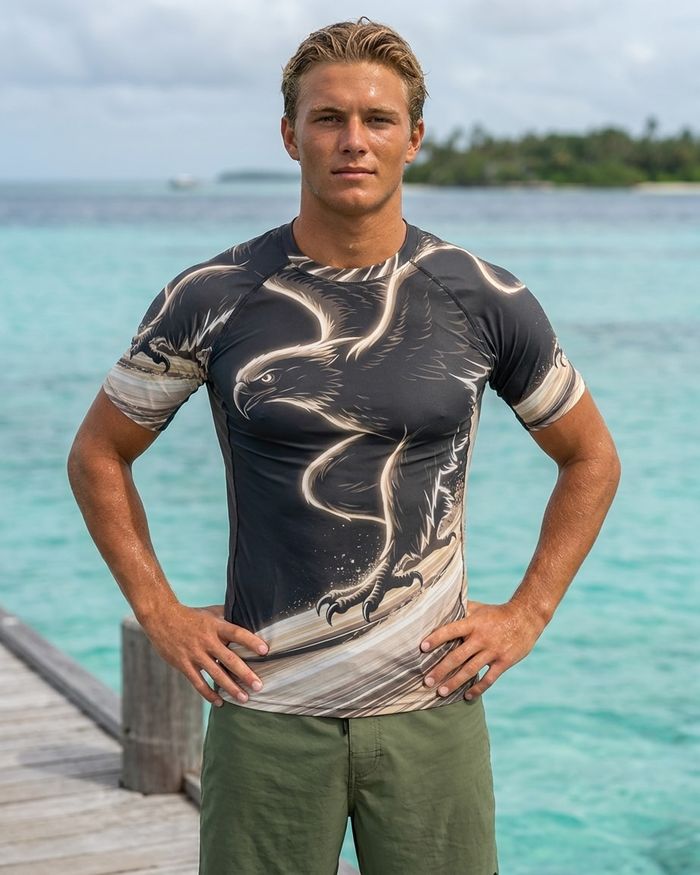 Rashguard — Men's White Onyx Neon Eagle Surfer