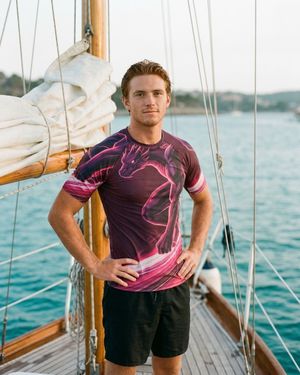 Men's Electric Fuchsia Neon Dragon Surfer men's short-sleeve rashguards