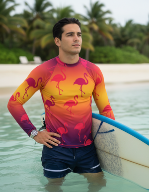 Neon Coral Coral Rash Guard Men's Rashguard — Lolekai