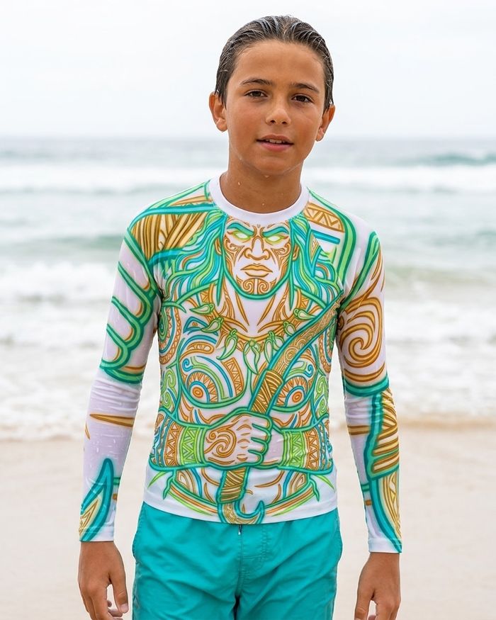 Rashguard — Boys Neon Maui (White)