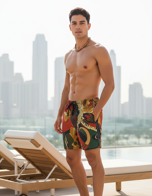 Toulouse-Lautrec Poster Palette men's swim trunks