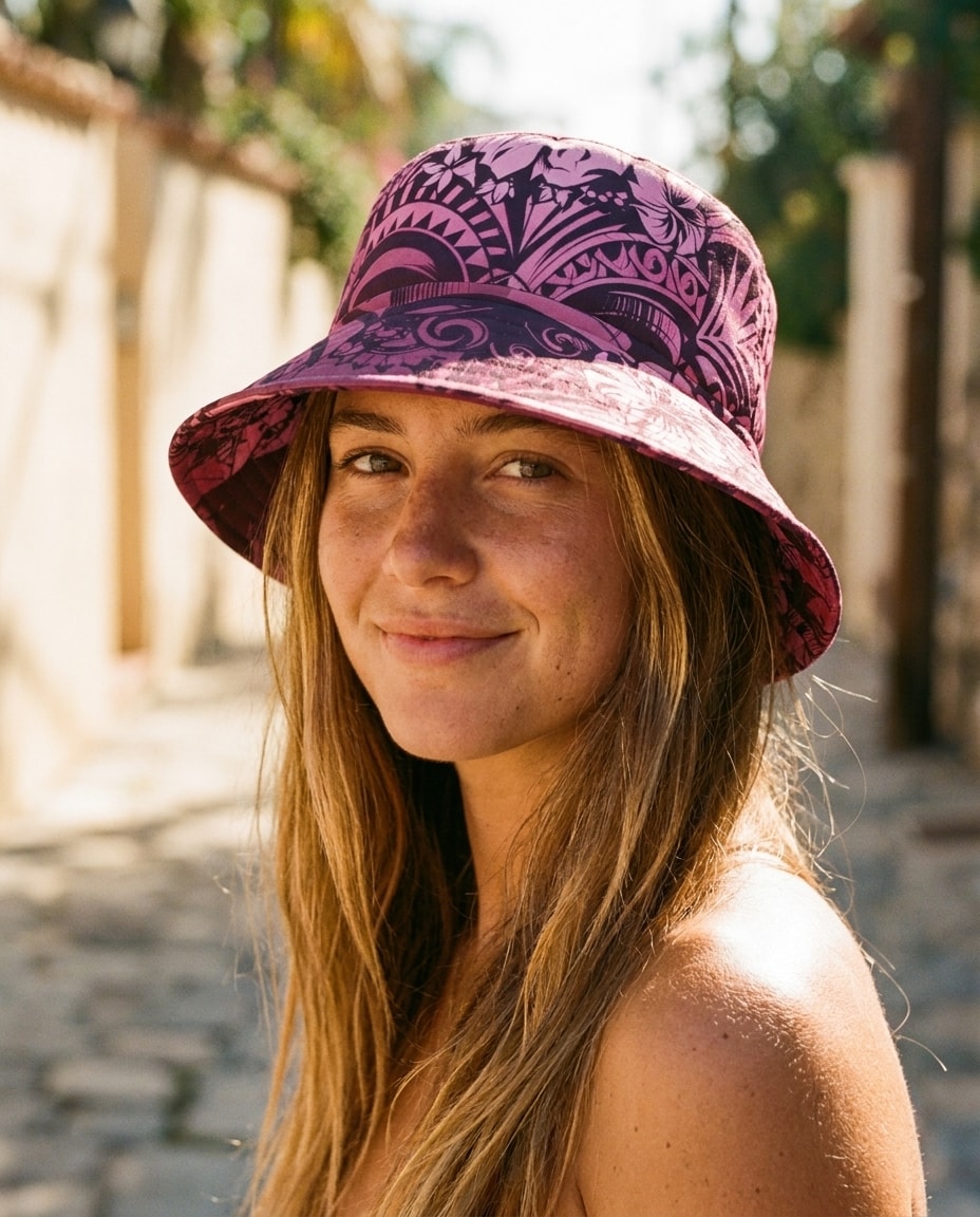 Bucket Hat in Amaranth Honua Poni